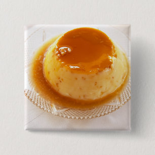 Kreemkaramelachtige pudding met karamel vierkante button 5,1 cm