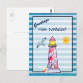 Kreet van vuurtoren van Nantuckets Briefkaart (Voorkant / Achterkant)