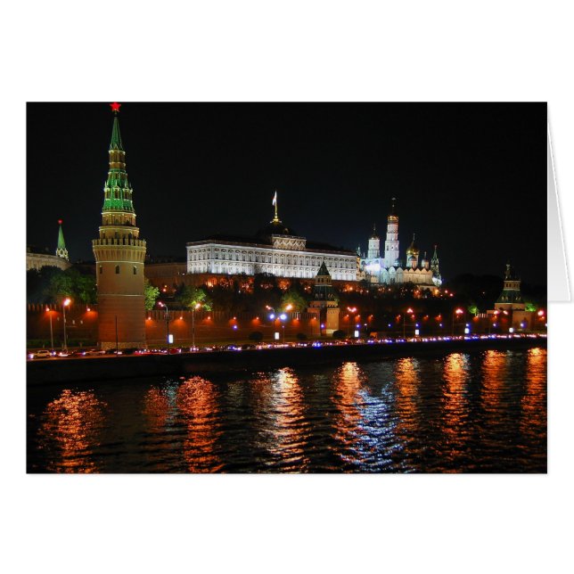 Kremlin Lights Reflecterend voor de rivier de Mosk (Voorkant Horizontaal)