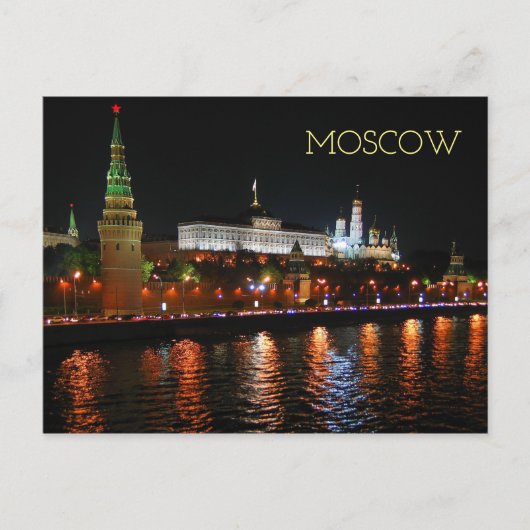 Kremlin Lights Reflecterend voor de rivier de Mosk Briefkaart (Voorkant)