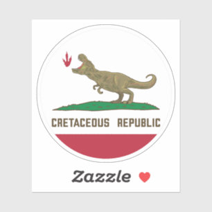 Kreta-achtige Republiek Californië Vlag T-rex Dino Sticker