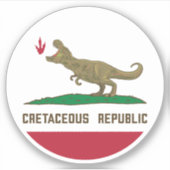 Kreta-achtige Republiek Californië Vlag T-rex Dino Sticker (Voorkant)