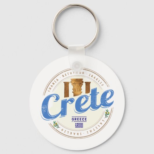 Kreta eiland Griekenland Retro vakantie Souvenir Sleutelhanger (Voorkant)