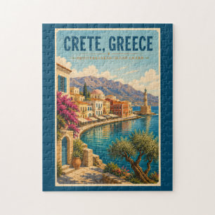 Kreta Griekenland Illustratie Reis Kunst Vintage Legpuzzel