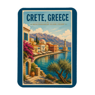Kreta Griekenland Illustratie Reis Kunst Vintage Magneet