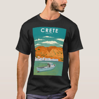 Kreta Griekenland Minimal Retro Travel Poster T-shirt