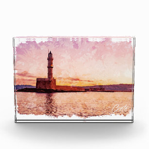 Kreta Griekenland Olieverf Zonsondergang Kunst Fotoblokken
