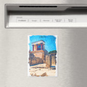 Kreta Griekenland Oude Tempel Waterverf Magneet (Insitu (Vaatwasser))