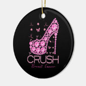 Kreukborst Borstkanker Bewustmakersrol Roze lint Keramisch Ornament (Links)