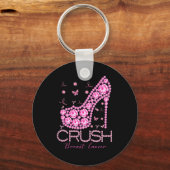 Kreukborst Borstkanker Bewustmakersrol Roze lint Sleutelhanger (Voorkant)