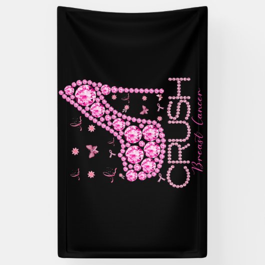 Kreukborst Borstkanker Bewustmakersrol Roze lint Spandoek (Verticaal)