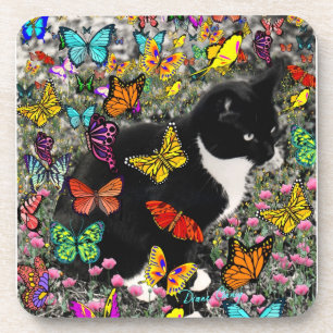 Kreuken op vlinders - Tuxedo-Kat Onderzetter