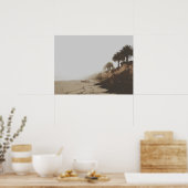 Kreukgestonken strand met palmbomen poster (Keuken)
