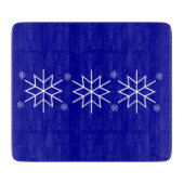Kreukplank - Witte sneeuwvlokken op blauw Snijplank (Voorkant)