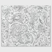 Kreukzilver en wit  Paisley Pattern Cadeaupapier (Vlak)