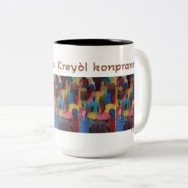 Kreyol Pale, Kreyol Konpran - Haïtiaans Spreekwoor Tweekleurige Koffiemok