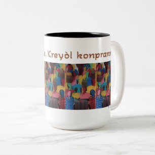 Kreyol Pale, Kreyol Konpran - Haïtiaans Spreekwoor Tweekleurige Koffiemok