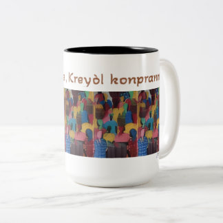 Kreyòl Pale, Kreyòl Konprann | Haïtiaanse Spreuk M Tweekleurige Koffiemok