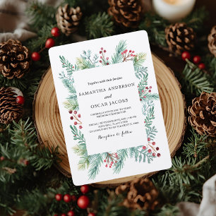 Krfat Hiver Feuille Cadre Vert Invitation