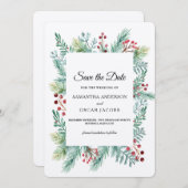Krfat Winter Leaf Frame Groene Save The Date (Voorkant / Achterkant)