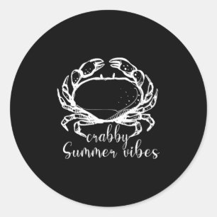 Kribbige zomerse vibraties, liefde voor krab, grap ronde sticker