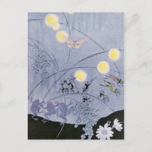 Krickets en kikkers maken nachtmuziek briefkaart