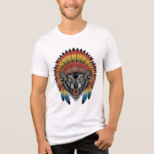 Kriegersgeest – Inheemse Wolfhoofdtooi Tri-Blend Shirt