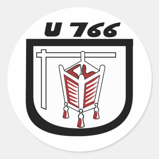 Kriegsmarine U-boot U-766 Embleem Ronde Sticker (Voorkant)