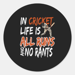 Kriekelfan-kleding Pionate Cricketspeler Cricket Ronde Sticker