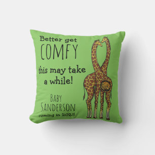 Krijg Comfy Zwanger Giraffe baby aankondiging Kussen