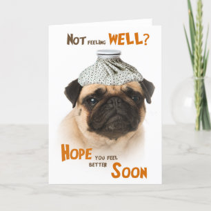 Krijg een goede kaart met een Pug hond die zich ni