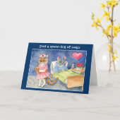 Krijg een goede kaart met schattige katten (Gele Bloem)