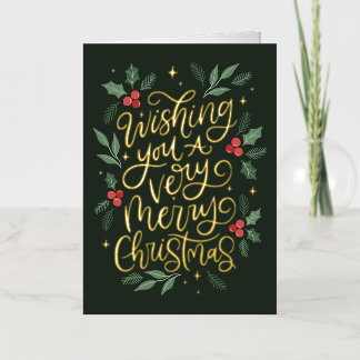 Krijg een prettig kerstfeest handgeschreven folie wenskaart