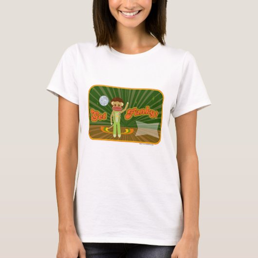 Krijg Funky Disco Sock Monkey karakter T-shirt (Voorkant)