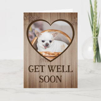 Krijg goed binnenkort schattige hond chihuahua man kaart