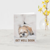 Krijg goed binnenkort schattige puppy dog shihtzu kaart (Gele Bloem)