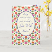 Krijg goed van ongeluk Kaart, Rangoli Flowers Kaart (Gele Bloem)