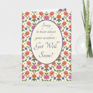 Krijg goed van ongeluk Kaart, Rangoli Flowers Kaart