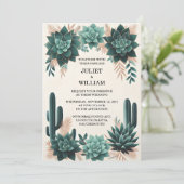 Krijg Groene Boho Leaf Desert Cactussen Succulent  Kaart (Staand voorkant)