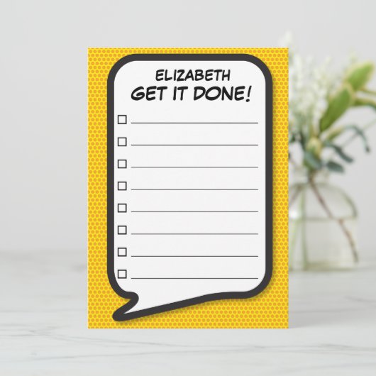 KRIJG HET GEDANE Spraakbeugel Fun Retro Kaart (Staand voorkant)