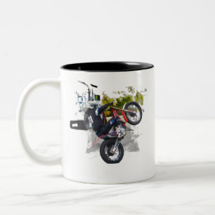 Krijg je gas - Motocross stuntrijder Tweekleurige Koffiemok