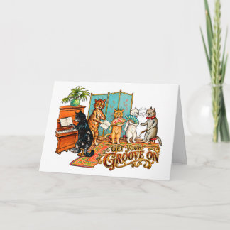 Krijg je groove op vintage muzikale katten kaart