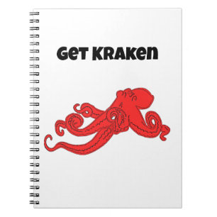 Krijg Kraken Plezier Retro Rode Octopus Cartoon Notitieboek