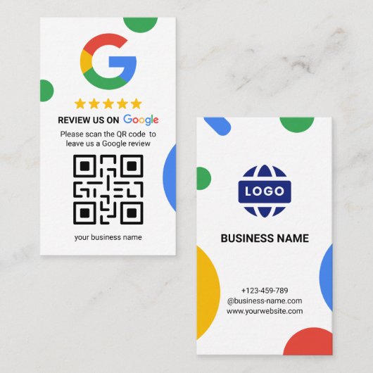 Krijg meer Google Reviewen - QR Code Visitekaartje (Voorkant / Achterkant)
