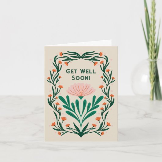 Krijg snel goed Elegant Bloemen Lijst Kaart (Voorkant)