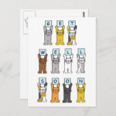 Krijg snel Schattigee Cartoon Katten Briefkaart (Voorkant / Achterkant)