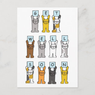 Krijg snel Schattigee Cartoon Katten Briefkaart
