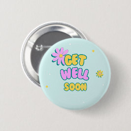 Krijg snel vet tekst met bloemen op blauw ronde button 5,7 cm