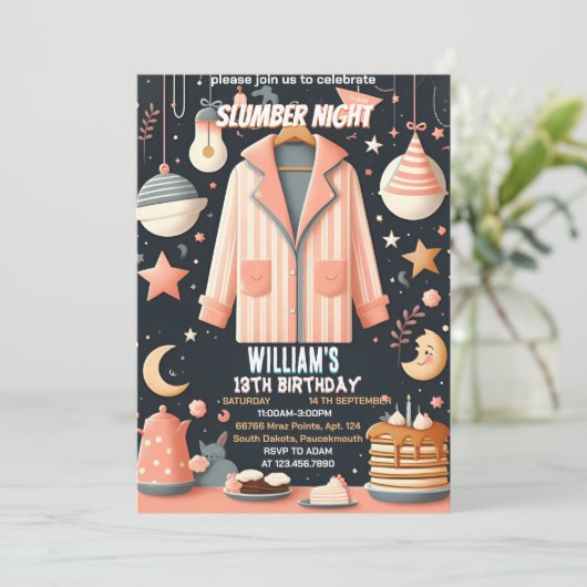 Krijg sterren Sleepover Slumber Party 13e verjaard Kaart (Staand voorkant)