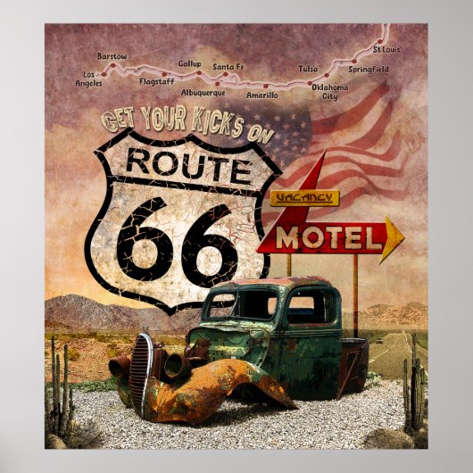 Krijg uw Kicks op Route 66 Poster (Voorkant)